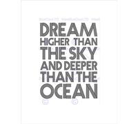 Wee Blue Coo Dream Higher Deeper Ocean Stripey B&W Quote Typography Wall Art Print