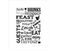 Wee Blue Coo Drink Food Wine Kitchen Words B&W Quote Motivation Wall Art Print