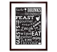 Wee Blue Coo Drink Food Wine Kitchen Words Black Quote Framed Wall Art Print