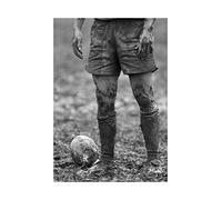 Wee Blue Coo Dt Ball Rugby Mud Bowl Print Frame Wooden Framed Picture Poster Art F12X287