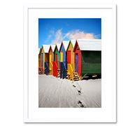 Wee Blue Coo Dt Bright Beach Huts Art Framed Wall Art Print