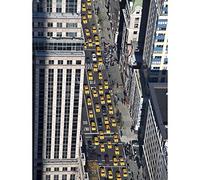 Wee Blue Coo Dt Buildings New York Taxis Yellow Art Print Poster Wall Decor 12X16 Inch