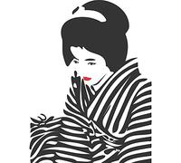 Wee Blue Coo Dt Japan Geisha Lipstick Zebra Art Print Poster Wall Decor 12X16 Inch