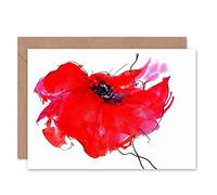 Wee Blue Coo DT SINGLE PAINTED POPPY BIRTHDAY GIFT BLANK GREETINGS CARD