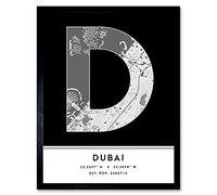 Wee Blue Coo Dubai United Arab Emirates City Map Black & White Colour Block Modern Typography Stylish Letter Framed Word Wall Art Print Poster for Home Décor CITYMAP1