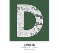 Wee Blue Coo Dublin Ireland City Map Green Colour Block Modern Typography Stylish Letter Unframed Word Wall Art Print Poster for Home Décor CITYMAP1