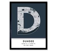 Wee Blue Coo Dundee Scotland United Kingdom City Map Navy Colour Block Modern Typography Stylish Letter Framed Word Wall Art Print Poster for Home Décor CITYMAP1