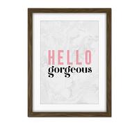 Wee Blue Coo Dusty Rose Hello Gorgeous Artwork Framed Wall Art Print 18X24 Inch