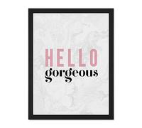 Wee Blue Coo Dusty Rose Hello Gorgeous Large Framed Art Print Poster Wall Decor 18x24 inch