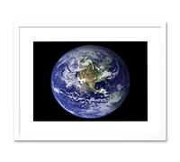 Wee Blue Coo Earth Western Hemisphere Framed Wall Art Print