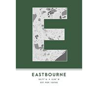 Wee Blue Coo Eastbourne England United Kingdom City Map Green Colour Block Modern Typography Stylish Letter Unframed Word Wall Art Print Poster for Home Décor CITYMAP1