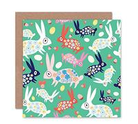 Wee Blue Coo EASTER BUNNIES FLOWERS EGGS CARTOON BLANK GREETINGS CARD ART