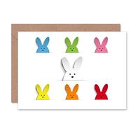 Wee Blue Coo EASTER BUNNIES MULTI COLOUR BLANK GREETINGS CARD ART