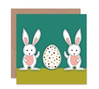 Wee Blue Coo EASTER BUNNIES SPOT EGG BLANK GREETINGS CARD ART