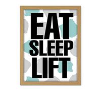 Wee Blue Coo Eat Sleep Lift Artwork Framed Wall Art Print 18X24 Inch