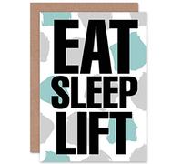 Wee Blue Coo Eat Sleep Lift Word Art Blank Greeting Card