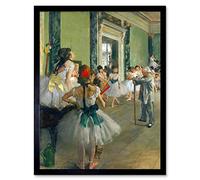 Wee Blue Coo Edgar Degas Ballet Class Old Master Painting Art Print Framed Poster Wall Decor 12X16 Inch