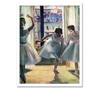 Wee Blue Coo Edgar Degas Three Dancers A Practice Room Old Master Painting Art Print Framed Poster Wall Decor 12X16 Inch
