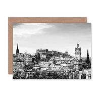 Wee Blue Coo EDINBURGH CASTLE B&W CITY VIEW BLANK GREETINGS BIRTHDAY CARD ART