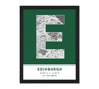 Wee Blue Coo Edinburgh Scotland United Kingdom City Map Green Colour Block Modern Typography Stylish Letter Framed Word Wall Art Print Poster for Home Décor CITYMAP1