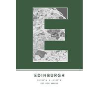 Wee Blue Coo Edinburgh Scotland United Kingdom City Map Green Colour Block Modern Typography Stylish Letter Unframed Word Wall Art Print Poster for Home Décor CITYMAP1
