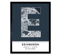 Wee Blue Coo Edinburgh Scotland United Kingdom City Map Navy Colour Block Modern Typography Stylish Letter Framed Word Wall Art Print Poster for Home Décor CITYMAP1