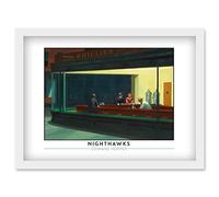 Edward Hopper Nighthawks Iconic Realist Painting Artwork Framed Wall Art Print A4 Artery8 White One Size