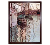 Wee Blue Coo Egon Schiele Sailboats Wellenbewegtem Water The Port Trieste Art Print Framed Poster Wall Decor 12X16 Inch