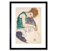 Wee Blue Coo Egon Schiele Seated Woman Legs Drawn Up Adele Herm Framed Art Print in Beige | Size: W12" x H16" Wee Blue Coo Beige W12" x H16"