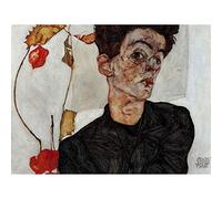 Wee Blue Coo Egon Schiele Self Portrait Old Master Painting Art Print Poster Wall Decor 12X16 Inch