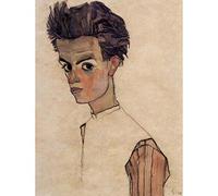 Wee Blue Coo Egon Schiele Self Portrait Old Master Painting Art Print Poster Wall Decor 12X16 Inch