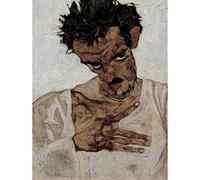 Wee Blue Coo Egon Schiele Self Portrait With Lowered Head Old Master Painting Art Print Poster Wall Decor 12X16 Inch