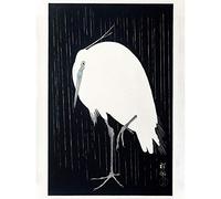 Wee Blue Coo Egret Rain Ohara Koson Unframed Art Print Poster Wall Decor 12x16 inch