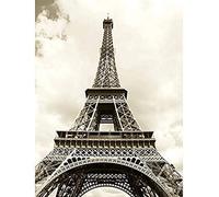 Wee Blue Coo Eiffel Tower Sepia Paris France Iconic Art Large Art Print Poster Wall Decor 18x24 inch