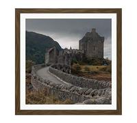 Wee Blue Coo Eilean Donan Castle Scottish Highlands Photography Square Wooden Framed Wall Art Print Picture 16X16 Inch