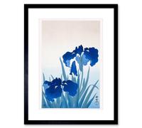 Wee Blue Coo Elegant Iris Flowers Ohara Koson Japan Living Room Framed Art Print in Blue | Size: W12" x H16" Wee Blue Coo Blue W12" x H16"