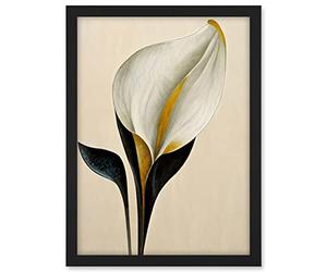 Wee Blue Coo Elegant Modern Calla Lily Black Gold Beige Artwork Framed A3 Wall Art Print