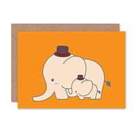 Wee Blue Coo ELEPHANT BABY HAT HIPSTER CUTE ORANGE CARTOON ANIMAL BLANK BIRTHDAY CARD