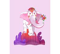 Wee Blue Coo Elephant Flowers Wall Large Art Print Poster Wall Decor 18x24 inch