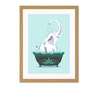 Wee Blue Coo Elephant Shower Wall Art Large Art Print Poster Wall Decor 18x24 inch Supplied Ready To Hang With Included Mount Brackets