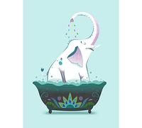 Wee Blue Coo Elephant Shower Wall Large Art Print Poster Wall Decor 18x24 inch