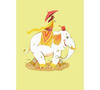 Wee Blue Coo Elephant Skates Art Print Poster Wall Decor 12X16 Inch