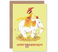Wee Blue Coo Elephant Skates Birthday 11th Greetings Card
