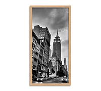 Wee Blue Coo Empire State New York Street Long Panel Framed Wall Art Print