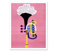 Wee Blue Coo Exhibition Jazz Poland Trumpet Abstract Art Print Framed Poster Wall Decor 12x16 inch