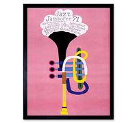 Wee Blue Coo Exhibition Jazz Poland Trumpet Abstract Art Print Framed Poster Wall Decor 12x16 inch