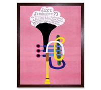 Wee Blue Coo Exhibition Jazz Poland Trumpet Abstract Art Print Framed Poster Wall Decor 12x16 inch