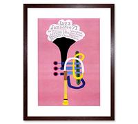 Wee Blue Coo Exhibition Jazz Poland Trumpet Abstract Artwork Framed Wall Art Print 12X16 Inch