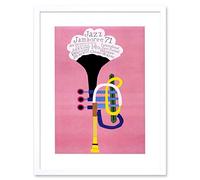 Wee Blue Coo Exhibition Jazz Poland Trumpet Abstract Artwork Framed Wall Art Print 12X16 Inch