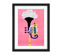 Wee Blue Coo Exhibition Jazz Poland Trumpet Abstract Artwork Framed Wall Art Print 18X24 Inch